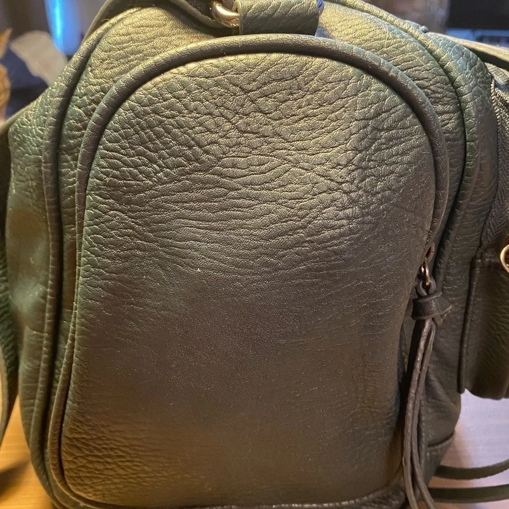 BCBGeneration Mini Duffel Bag Satchel Crossbody Green Grey Multi Pocket